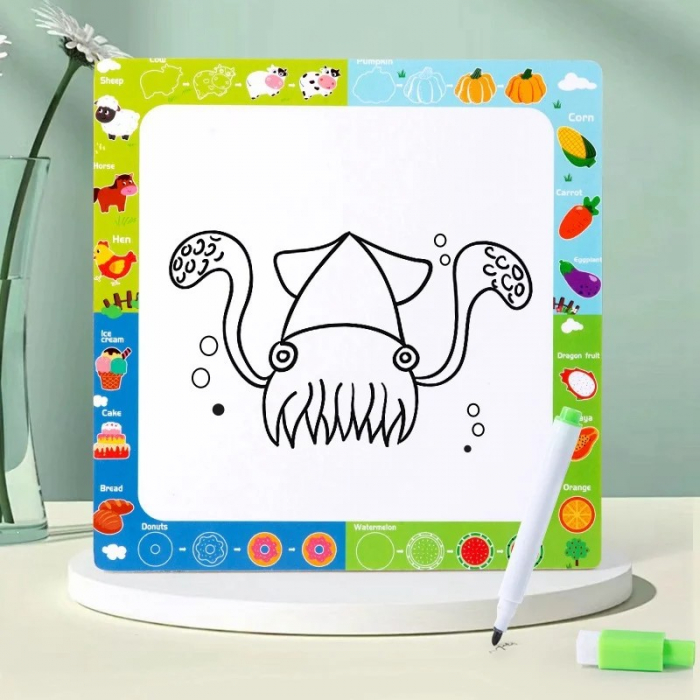Joc din lemn puzzle tematic 3D si tablita de scris cu marker lavabil [4]