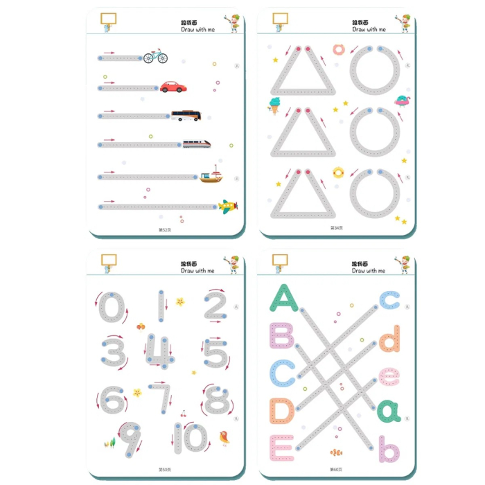 Joc educativ cu planse de tipul scrie si sterge activitati de scriere pe linii punctate Stroke line dot to dot [2]