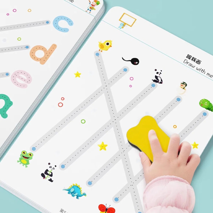 Joc educativ cu planse de tipul scrie si sterge activitati de scriere pe linii punctate Stroke line dot to dot [3]