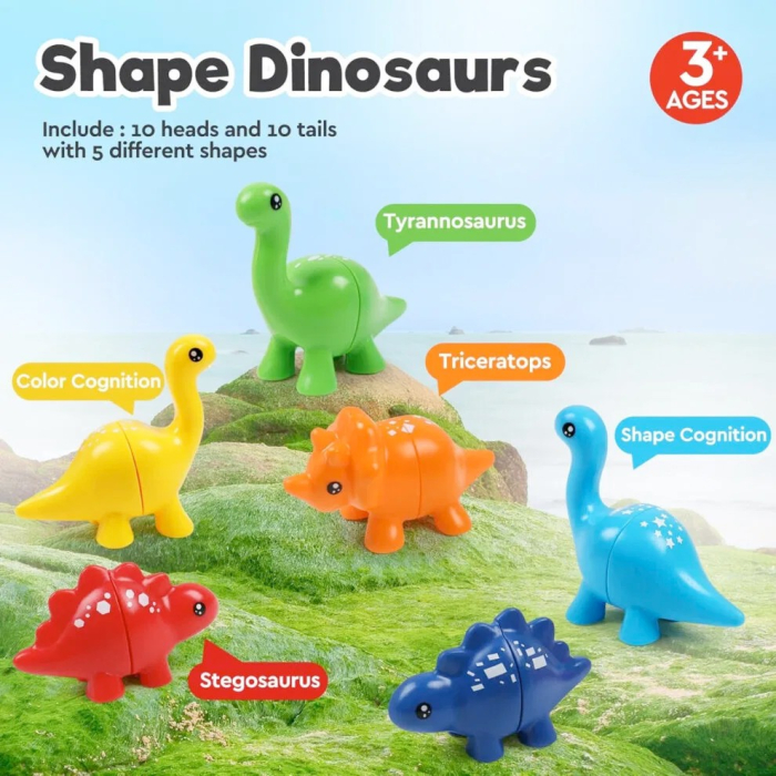 Joc educativ de asociere si potrivire forme geometrice dinozauri Matching Dinos [2]