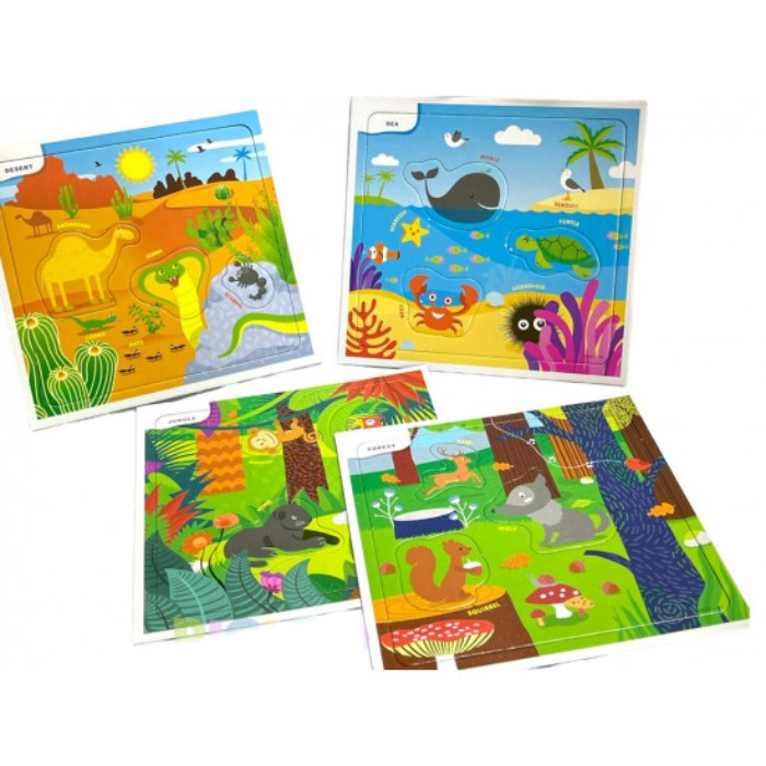Joc educativ de tip puzzle Recunoaste animalele si habitatul lor - Where they live? [2]