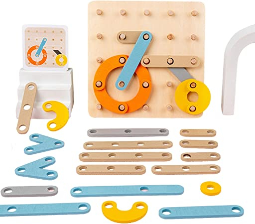 Joc educativ din lemn de construit litere, cifre, forme de tip Montessori - Creative Board [6]