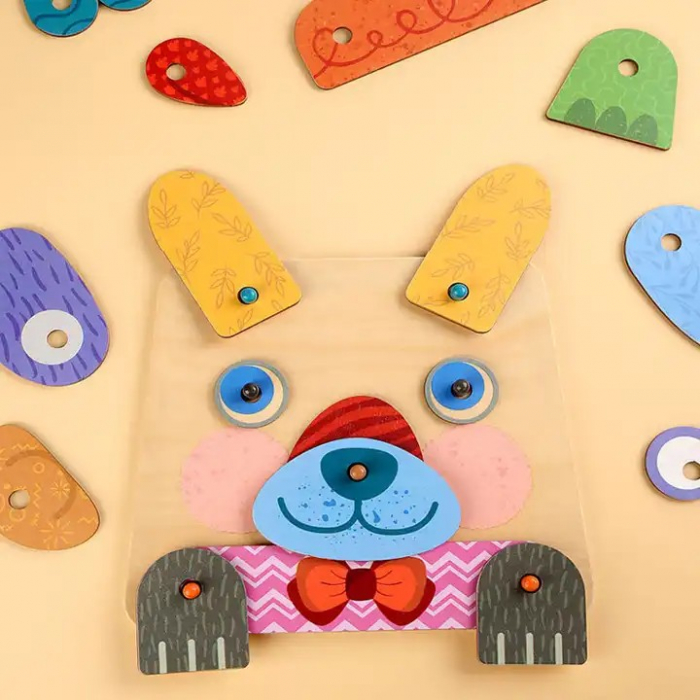 Joc educativ Montessori din lemn de construit animalute - Creative Board [5]