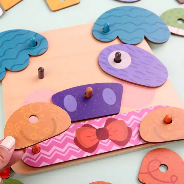 Joc educativ Montessori din lemn de construit animalute - Creative Board [6]