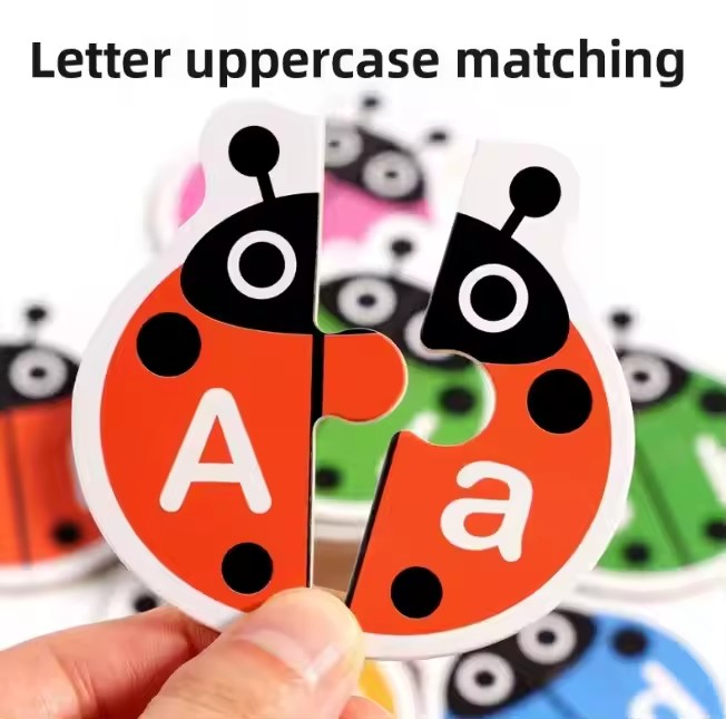 Joc educativ tip puzzle alfabet litere mari si litere mici gargarite Ladybug letters matching toy [4]