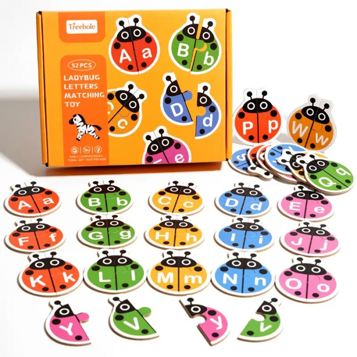 Joc educativ tip puzzle alfabet litere mari si litere mici gargarite Ladybug letters matching toy [1]