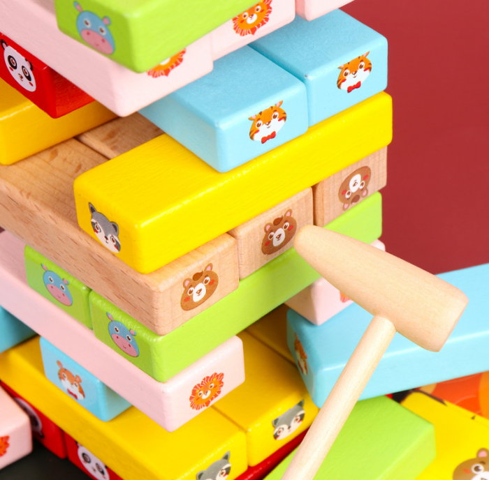 Joc Jenga din lemn cu animalute Jenga Beech [3]