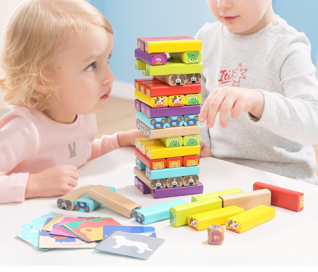 Joc Jenga din lemn cu animalute Jenga Beech [4]