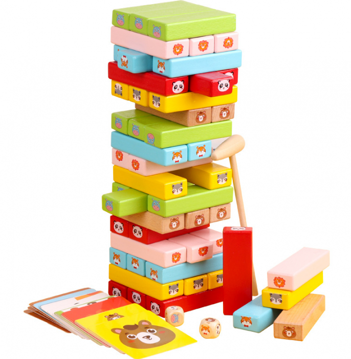 Joc Jenga din lemn cu animalute Jenga Beech [2]
