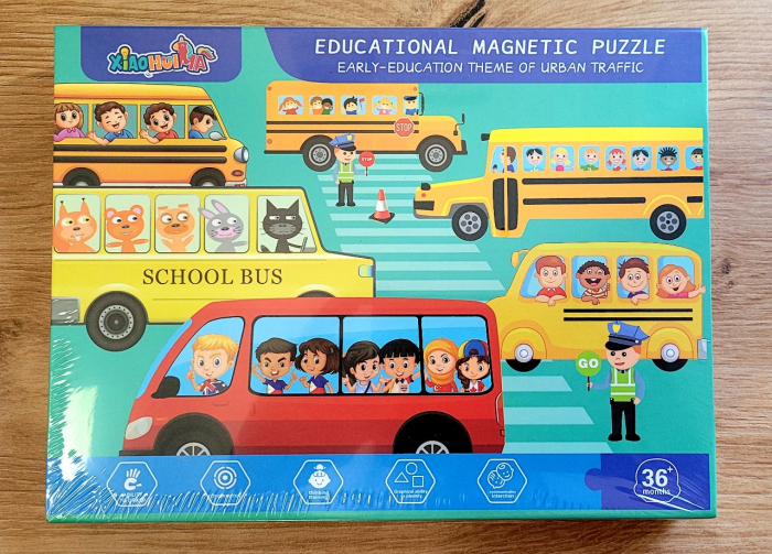 Joc magnetic 2 in 1 tip carte PUZZLE VEHICULE, SCRIE SI STERGE [4]