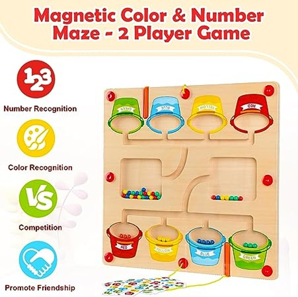 Joc magnetic de tip labirint sortare culori si numarare [6]