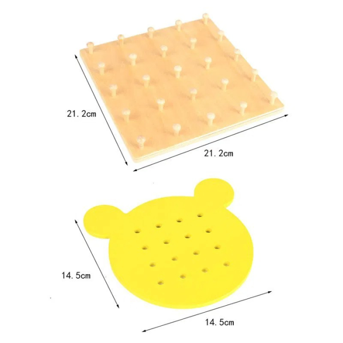 Joc Montessori 2 in 1 joc cu elastice si joc de snuruit ursulet [4]