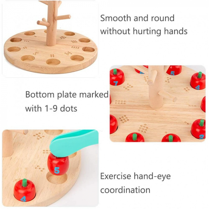 Joc Montessori din lemn copacul cu mere Apple tree digital toy [7]