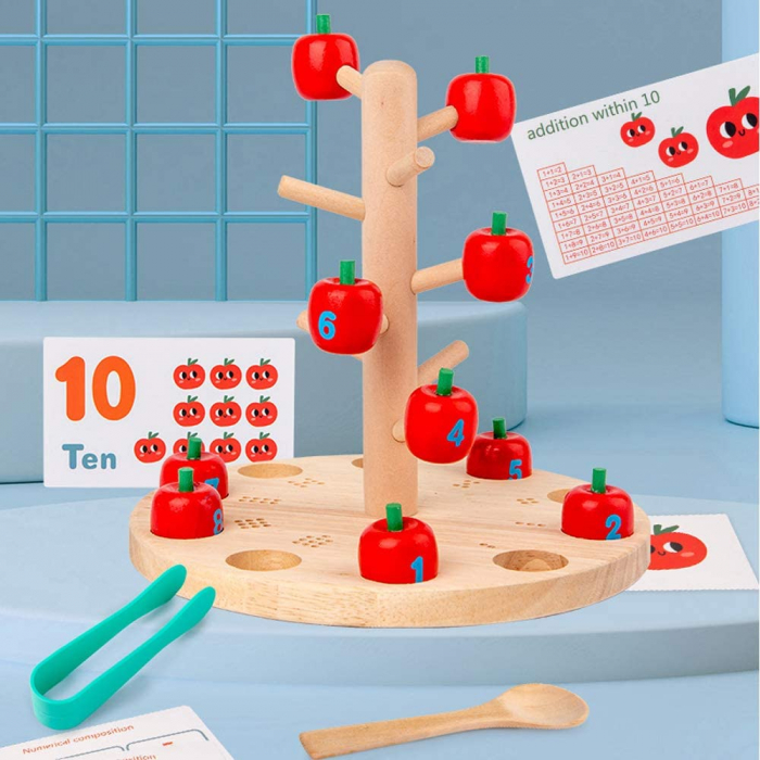 Joc Montessori din lemn copacul cu mere Apple tree digital toy [3]
