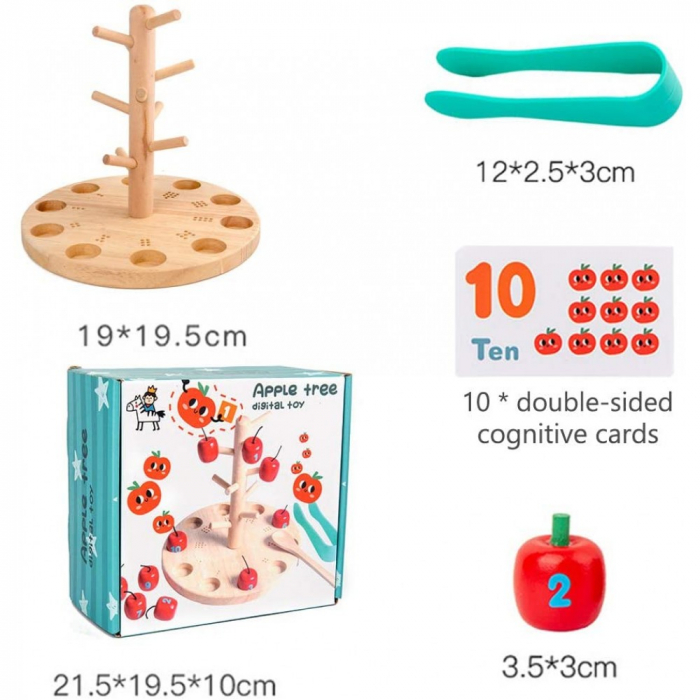 Joc Montessori din lemn copacul cu mere Apple tree digital toy [4]