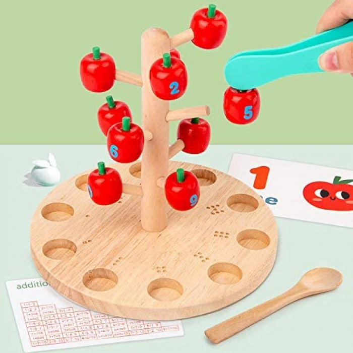 Joc Montessori din lemn copacul cu mere Apple tree digital toy [6]
