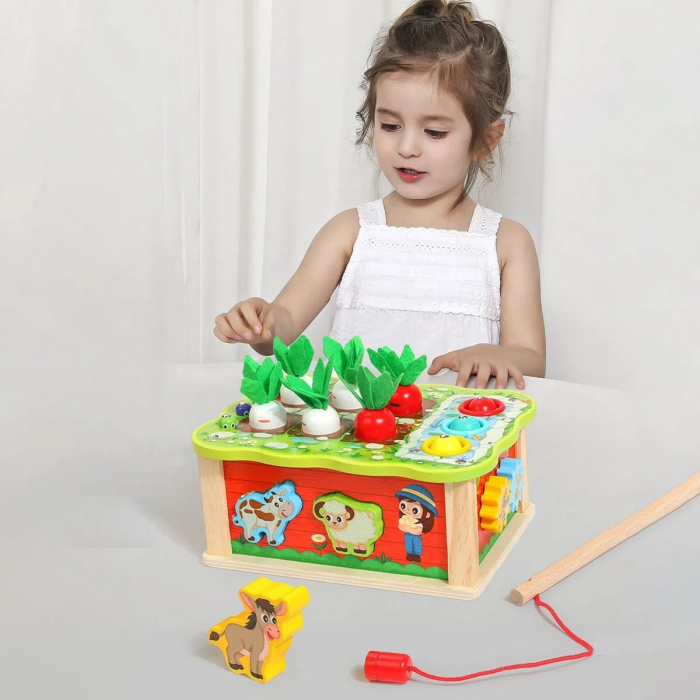 Joc Montessori din lemn cutia cu activitati FERMA Farm carrot pairing 18 luni+ [3]
