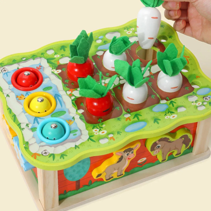 Joc Montessori din lemn cutia cu activitati FERMA Farm carrot pairing 18 luni+ [4]