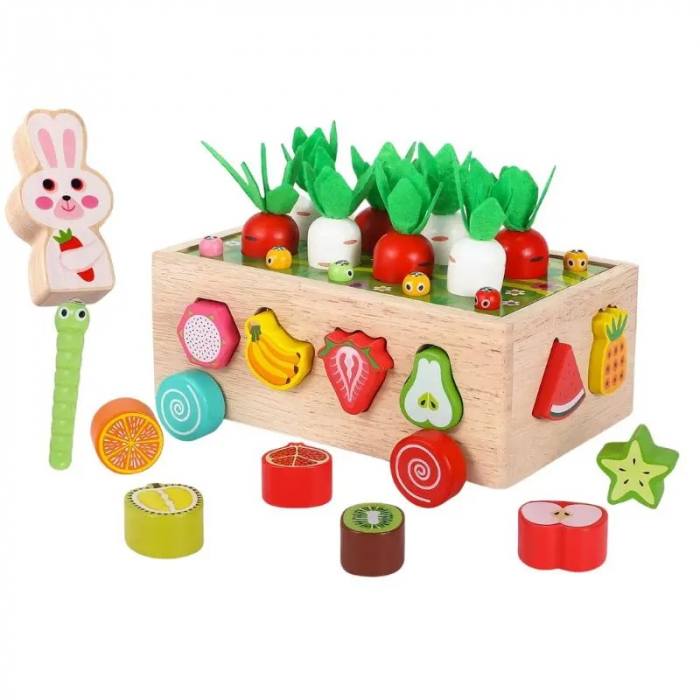 Joc Montessori din lemn de motricitate si indemanare Remorca cu activitati [2]