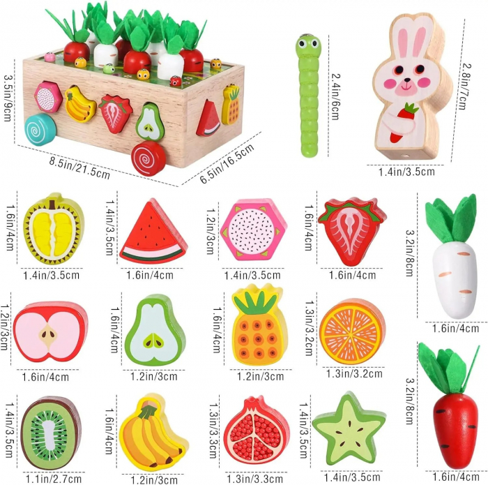 Joc Montessori din lemn de motricitate si indemanare Remorca cu activitati [7]