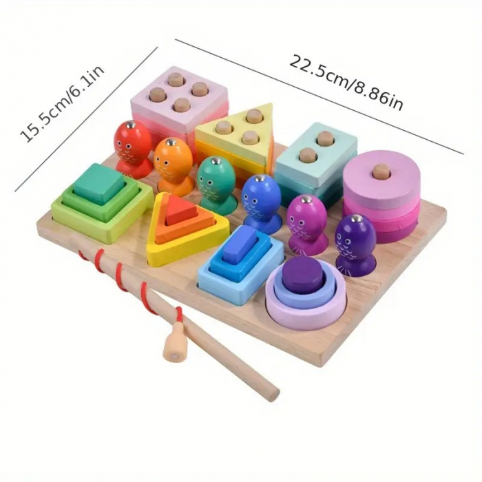 Joc Montessori din lemn pentru motricitate Sets of columns 3 in 1 [5]
