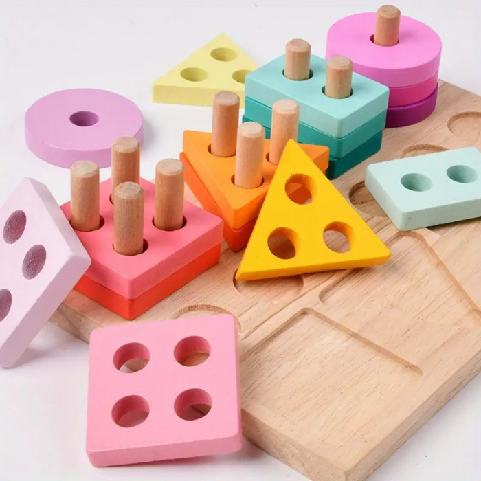 Joc Montessori din lemn pentru motricitate Sets of columns 3 in 1 [4]