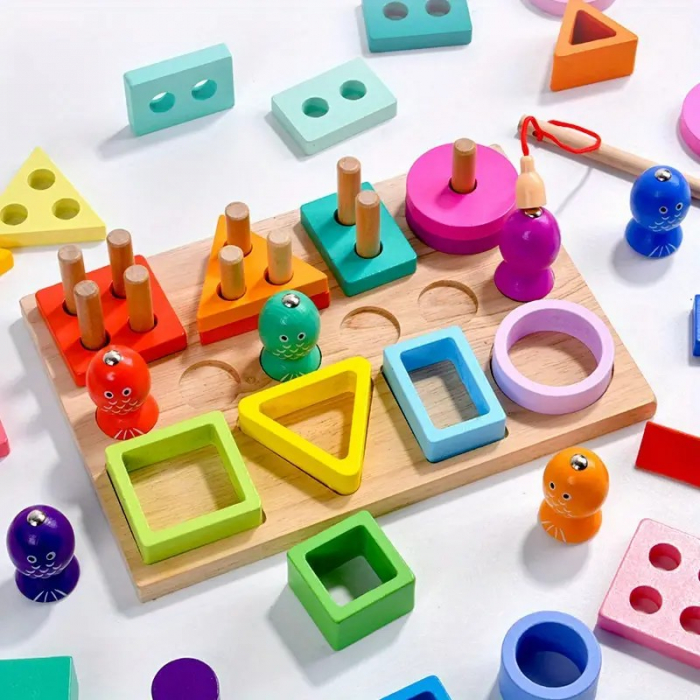 Joc Montessori din lemn pentru motricitate Sets of columns 3 in 1 [3]