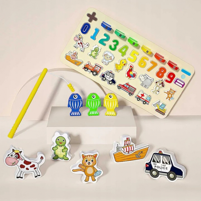 Joc multifunctional din plastic ABS puzzle si pescuit magnetic Science logic board [3]