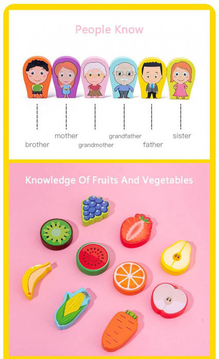 Joc multifunctional Montessori din lemn - pescuit magnetic, puzzle familia, meserii, cifre, fructe, animale, vehicule [7]