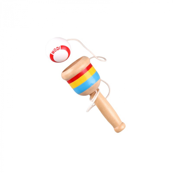 Jucarie de indemanare cupa Kendama din lemn bila alba [1]