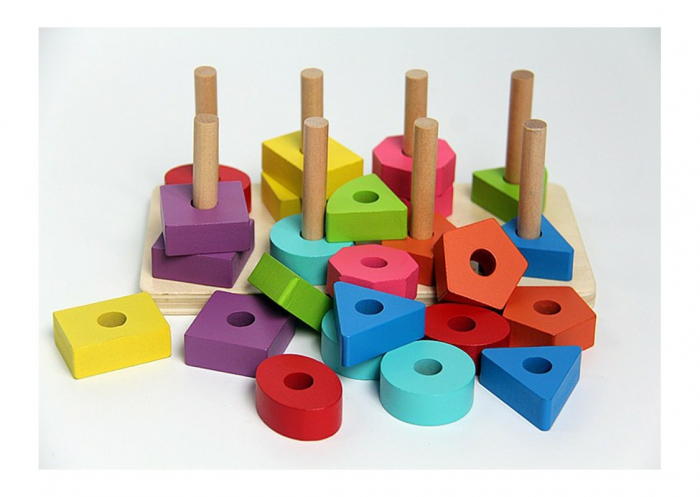Jucărie de sortat şi stivuit 8 coloane din lemn intellectual building blocks [3]