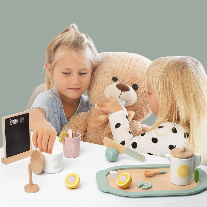 Jucarie de tip Montessori set de ceai cu accesorii de bucatarie din lemn Lemon Tea [3]