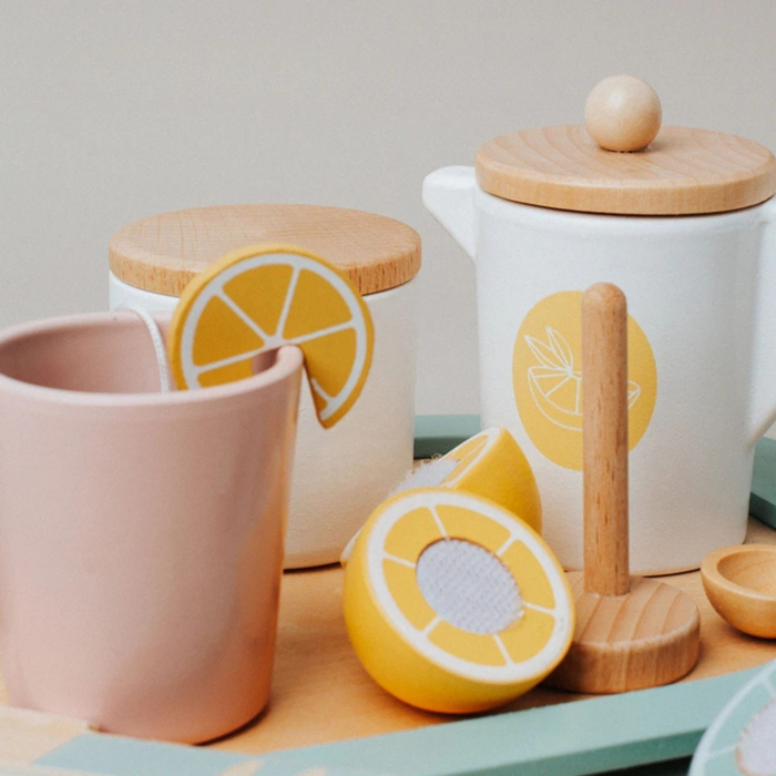 Jucarie de tip Montessori set de ceai cu accesorii de bucatarie din lemn Lemon Tea [5]