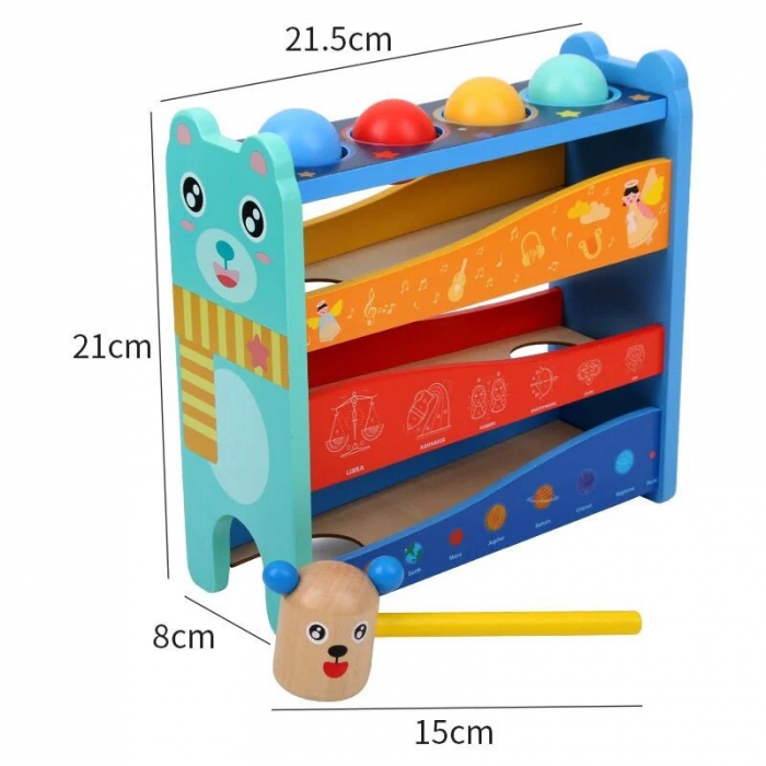 Jucarie din lemn traseu bile si ciocanel Game Hammer Bench [6]