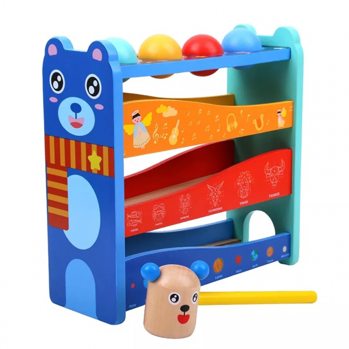 Jucarie din lemn traseu bile si ciocanel Game Hammer Bench [2]