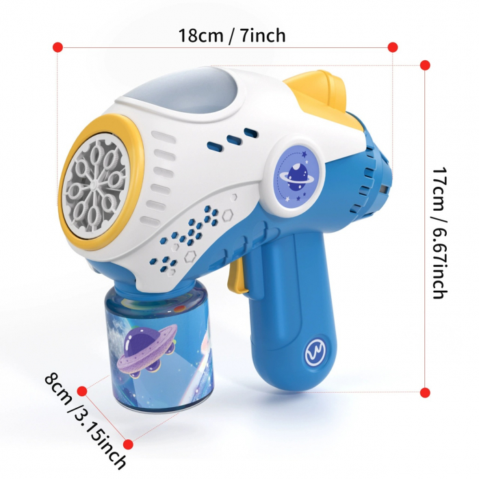Jucarie interactiva pentru baloane de sapun cu sunete si lumini cu 8 orificii pistol spatiu cosmic albastru [6]