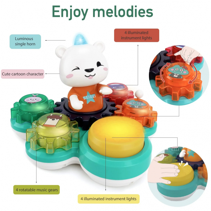 Jucarie interactiva Ursuletul cu tobe Hola Toys Bear Rhythm Drum [5]