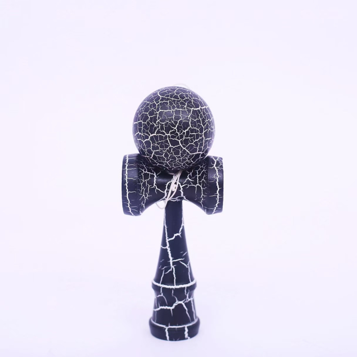 Jucarie Kendama cracked din lemn 18 cm model crapat albastru inchis [2]