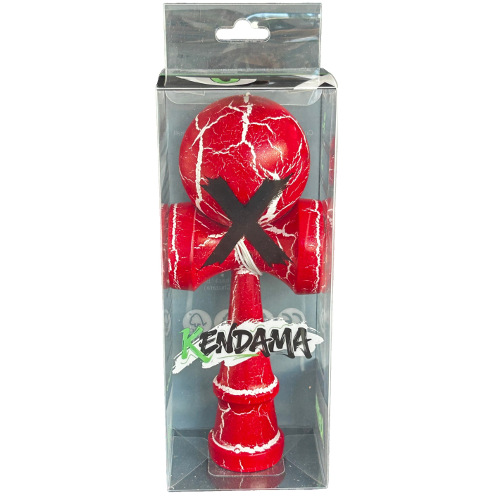 Jucarie Kendama cracked din lemn 18 cm model crapat rosu [4]