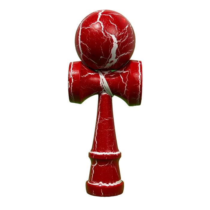 Jucarie Kendama cracked din lemn 18 cm model crapat rosu [1]