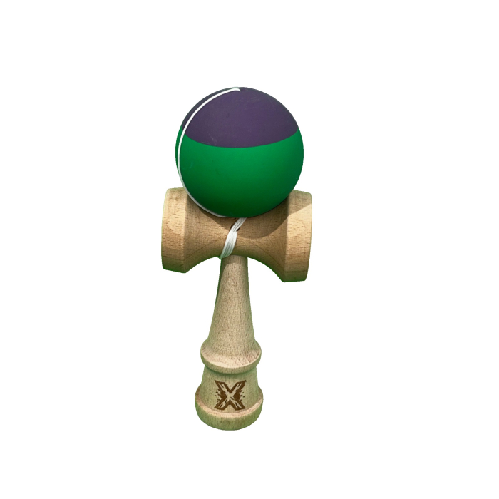 Jucarie Kendama X din lemn 18 cm bila verde+mov [4]