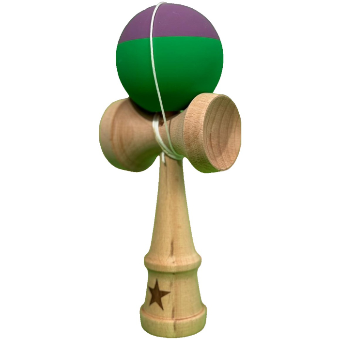 Jucarie Kendama X din lemn 18 cm bila verde+mov [1]