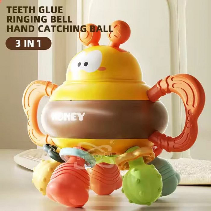 Jucarie motrica si gingivala albinuta Bee Soft Glue Hand Catch ball [4]