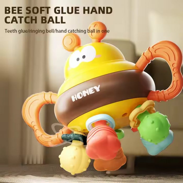 Jucarie motrica si gingivala albinuta Bee Soft Glue Hand Catch ball [3]
