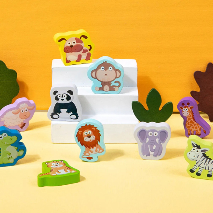 Jucărie multifuncțională din lemn Pescuit magnetic, joc de motricitate, Puzzle 3D alfabet, numere, fructe, legume, animale, vehicule [5]