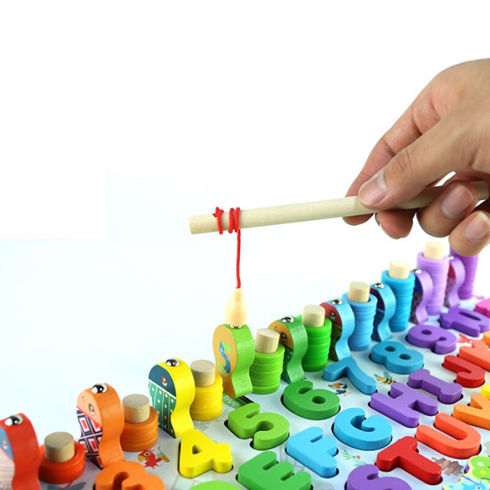 Jucărie multifuncțională din lemn PUZZLE 3D, JOC DE STIVUIT, JOC DE PESCUIT MAGNETIC - ANIMALE ŞI MIJLOACE DE TRANSPORT [4]