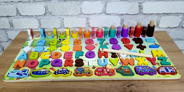 Jucărie multifuncțională din lemn PUZZLE 3D, JOC DE STIVUIT, JOC DE PESCUIT MAGNETIC -VEHICULE Preschool Toys [3]