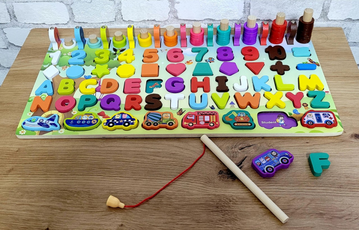 Jucărie multifuncțională din lemn PUZZLE 3D, JOC DE STIVUIT, JOC DE PESCUIT MAGNETIC -VEHICULE Preschool Toys [4]