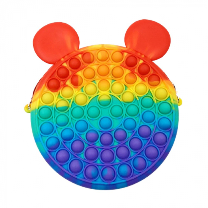 Jucărie senzorială geantă multicoloră POP IT cu baretă colorată model Mickey Mouse [1]