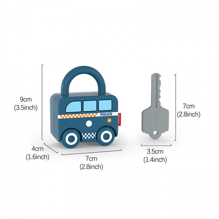 Lacat masinuta de politie cu cheie cifra 1 PUZZLE MATCHING LOCK [3]